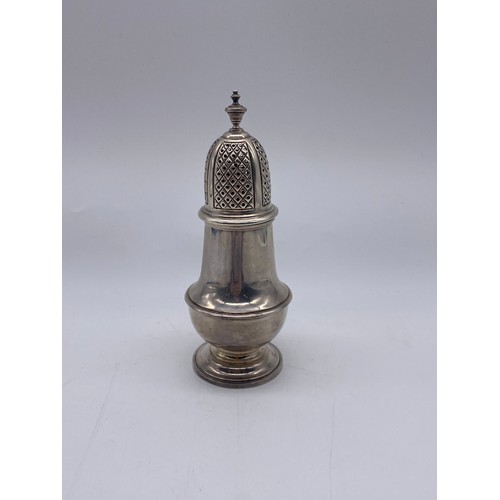 646 - LONDON SILVER BALUSTER GIRDLED SIFTER 3.6OZ APPROX