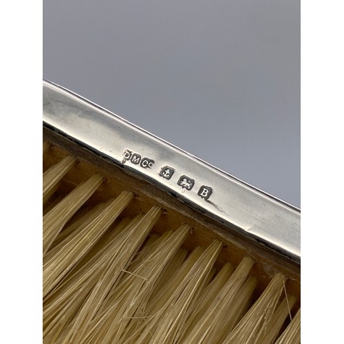 649 - TWO SILVER BACKED ENGINE TURNED DRESSING TABLE BRUSHES