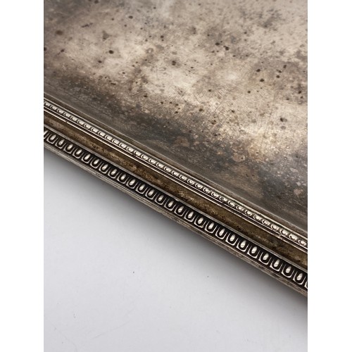 510 - FRENCH SILVER BEADED RECTANGULAR TRAY WITH RE-ENTRANT BORDERS 30.OZ APPROX