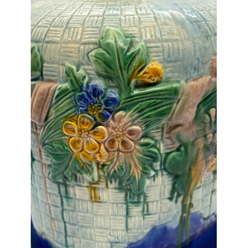 354 - MAJOLICA GLAZED STILTON DOME AND COVER