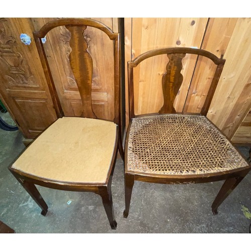 91 - WALNUT BERGERE CANED DRESSING CHAIR AND SIDE CHAIR