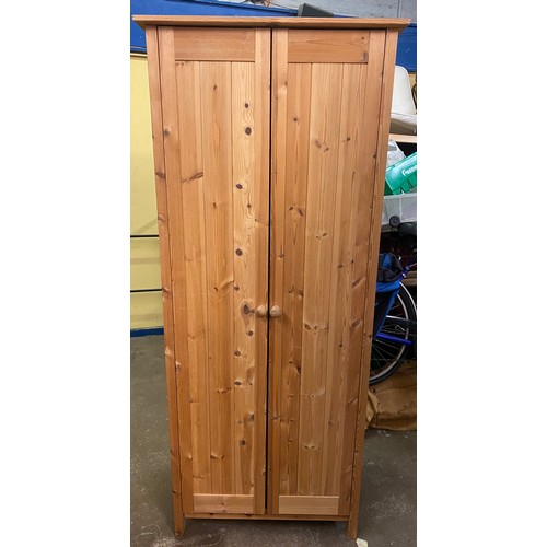 103 - PINE PANELLED TWO DOOR WARDROBE