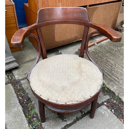 178 - BENT WOOD ARMCHAIR WITH PADDED SEAT