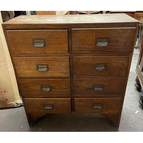 66 - OAK OFFICE EIGHT DRAWER FILING CABINET