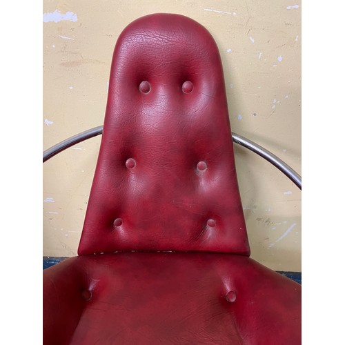 161 - CHROMIUM RED UPHOLSTERED SWIVEL CHAIR