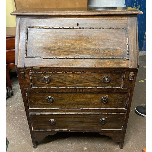 118 - OAK BEADED BUREAU