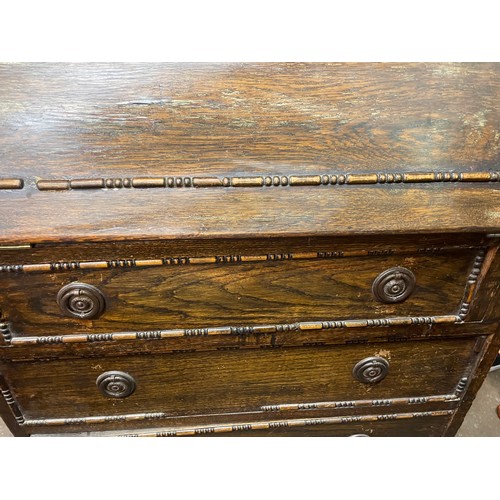 118 - OAK BEADED BUREAU