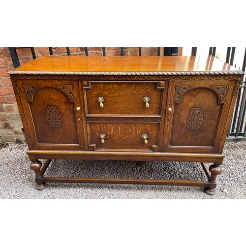 96 - OAK CARVED SIDEBOARD