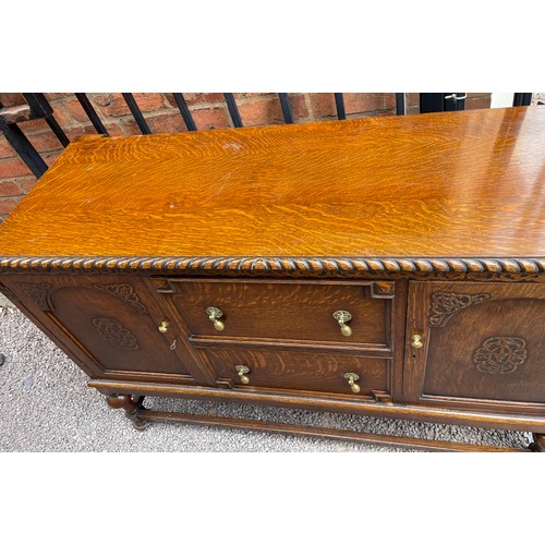 96 - OAK CARVED SIDEBOARD