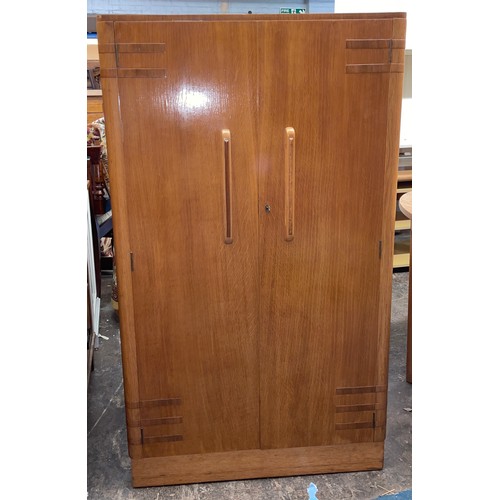 3 - OAK AND WALNUT ART DECO COMPACT MINIATURE WARDROBE