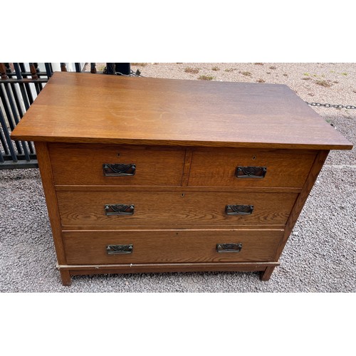 1B - EDWARDIAN OAK TWO OVER TWO DRAWER CHEST