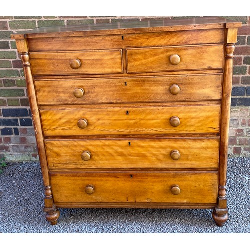 133 - SATIN BIRCH VICTORIAN SCOTCH STYLE CHEST OF DRAWERS