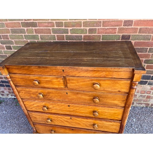 133 - SATIN BIRCH VICTORIAN SCOTCH STYLE CHEST OF DRAWERS