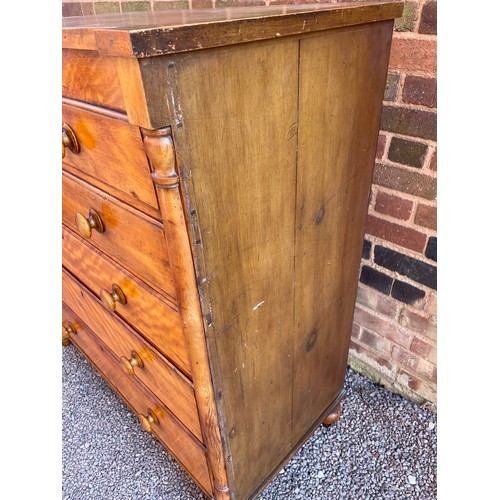 133 - SATIN BIRCH VICTORIAN SCOTCH STYLE CHEST OF DRAWERS