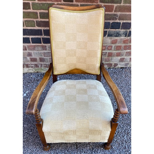 120 - BEECH HIGH BACK UPHOLSTERED BEDROOM CHAIR