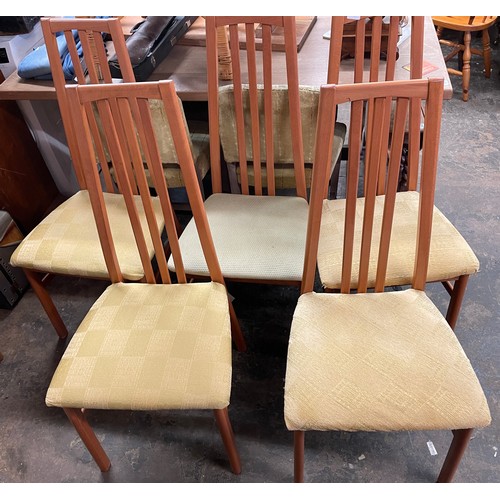 34 - SET OF MORRIS AND CO FIVE TEAK DINING CHAIRS