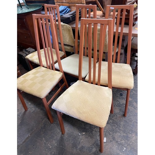 34 - SET OF MORRIS AND CO FIVE TEAK DINING CHAIRS