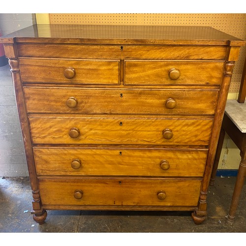 133 - SATIN BIRCH VICTORIAN SCOTCH STYLE CHEST OF DRAWERS