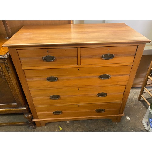 89 - EDWARDIAN SATIN WALNUT TWO OVER THREE DRAWER CHEST