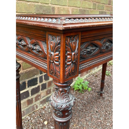 195 - REPRODUCTION CARVED MAHOGANY BIJOUTERIE TABLE