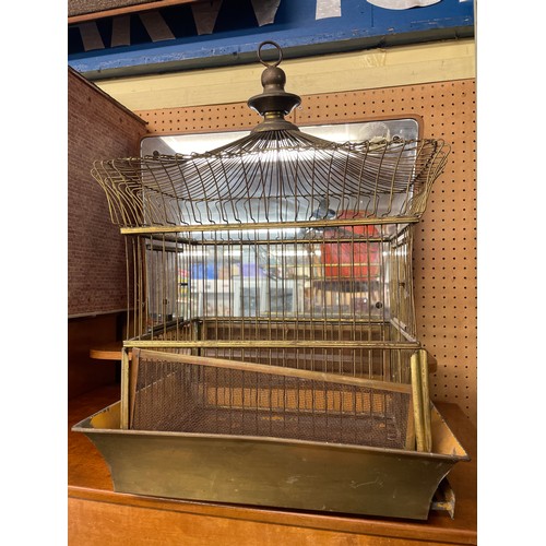 199 - BRASS WIRE WORK PAGODA BIRD CAGE