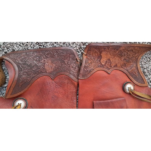 231 - PAIR OF EMBOSSED LEATHER RODEO CHAPS