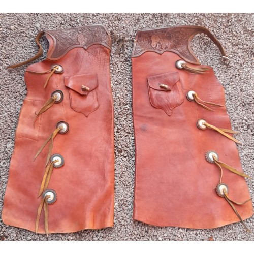 231 - PAIR OF EMBOSSED LEATHER RODEO CHAPS