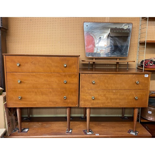 201 - 1950S THREE DRAWER CHEST AND MATCHING DRESSING TABLE