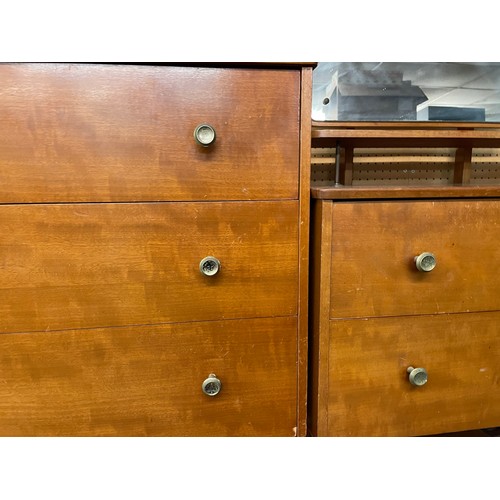 201 - 1950S THREE DRAWER CHEST AND MATCHING DRESSING TABLE