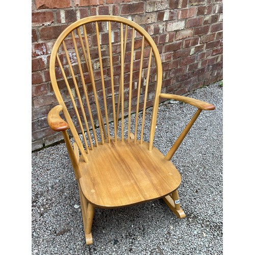 129 - ERCOL BLONDE ELM GRANDFATHER ROCKING CHAIR