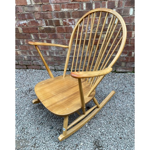 129 - ERCOL BLONDE ELM GRANDFATHER ROCKING CHAIR