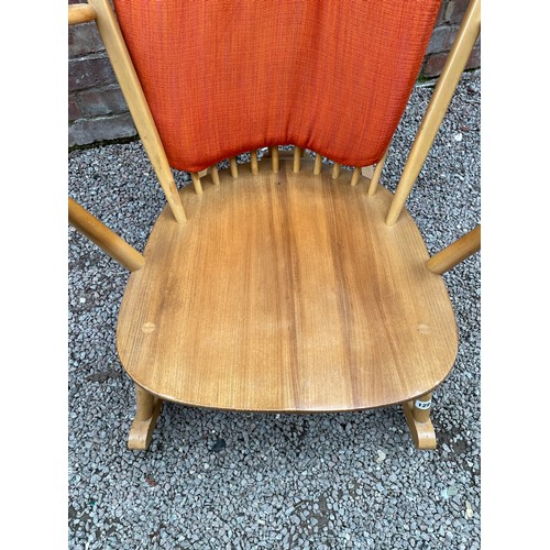 129 - ERCOL BLONDE ELM GRANDFATHER ROCKING CHAIR