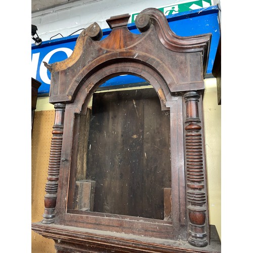 193 - DISTRESSED 19TH CENTURY MAHOGANY AND OAK INLAID LONG CASED CLOCK CASE ONLY