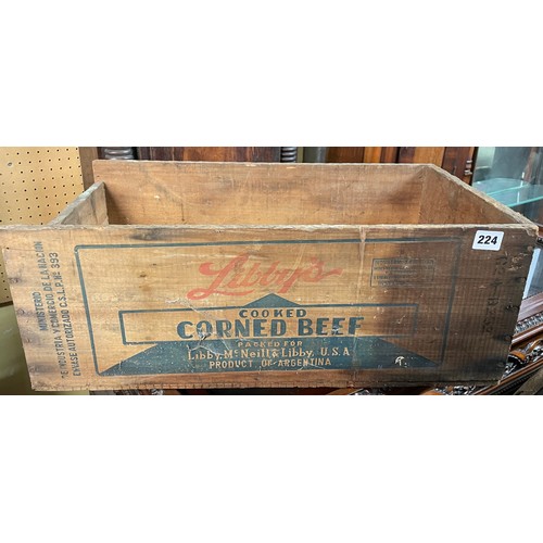 224 - CORNED BEEF ADVERTISING WOODEN CRATE