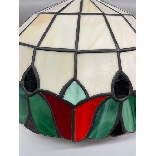 501 - TIFFANY INSPIRED LEADED GLASS LAMP SHADE