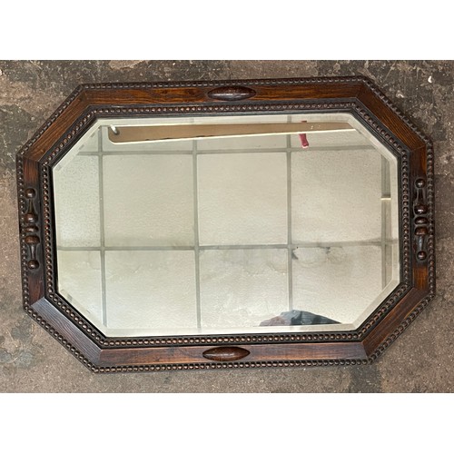 509 - OAK BEADED OCTAGONAL FRAMED MIRROR