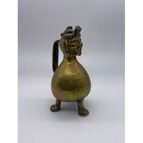 559 - BRASS AQUAMANILE BEARDED MAN JUG