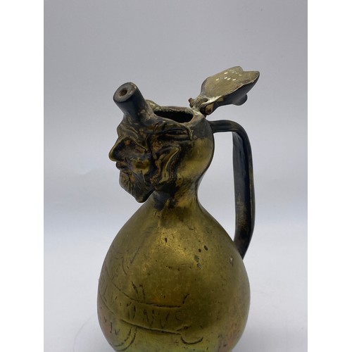 559 - BRASS AQUAMANILE BEARDED MAN JUG