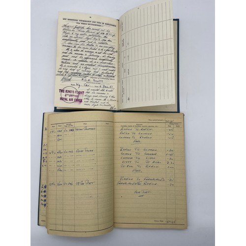 607 - WWII RAF FLYING LOG BOOK AND CERTIFICATE OF SERVICE BOOK