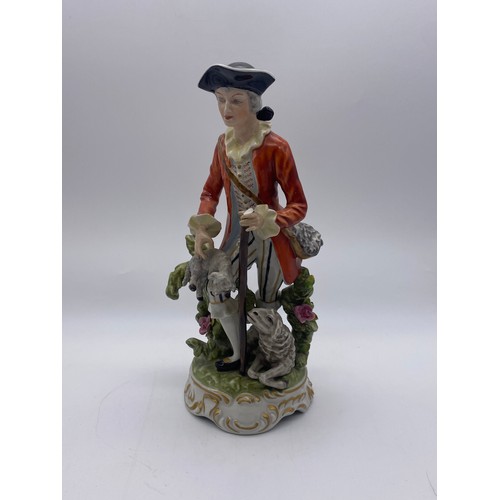 555 - PAIR OF MEISSEN STYLE 18TH CENTURY SHEPHERD AND SHEPHERDESS FIGURES