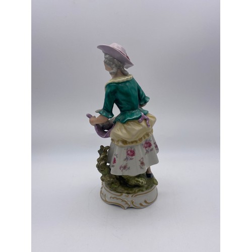 555 - PAIR OF MEISSEN STYLE 18TH CENTURY SHEPHERD AND SHEPHERDESS FIGURES