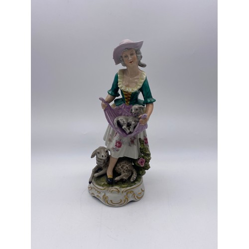 555 - PAIR OF MEISSEN STYLE 18TH CENTURY SHEPHERD AND SHEPHERDESS FIGURES