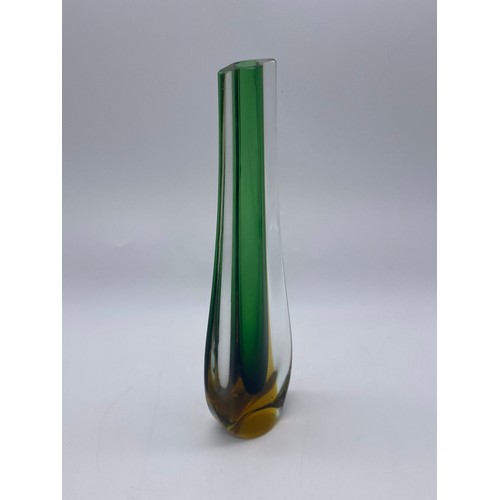 553 - GALLIANO FERRO MURANO SOMMERSO BUD VASE AND A CZECH GLASS BOWL