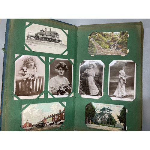 589 - EDWARDIAN ERA PICTURE POSTCARD ALBUM, VARIOUS CARDS