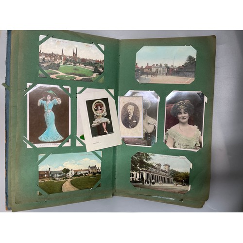 589 - EDWARDIAN ERA PICTURE POSTCARD ALBUM, VARIOUS CARDS