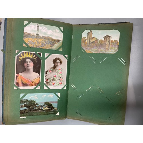 589 - EDWARDIAN ERA PICTURE POSTCARD ALBUM, VARIOUS CARDS