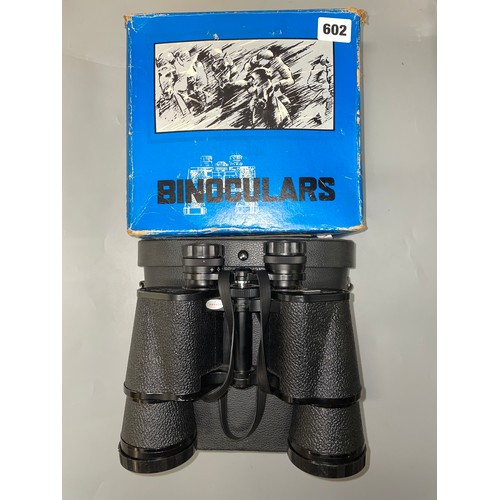 602 - BOXED SUPER ZENITH 10X50 FIELD 5 DEGREE BINOCULARS IN CASE