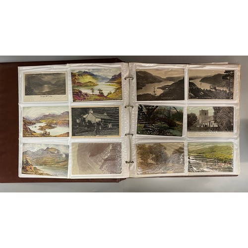 591 - BINDER OF PICTURE POSTCARD ALBUMS TOPOGRAPHICAL THE LAKES, AND OTHERS