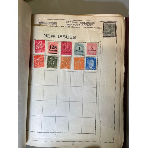 590 - WORLD STAMP ALBUM VICTORIA ONWARDS, PLUS BAG OF FRANKED POSTAGE STAMPS