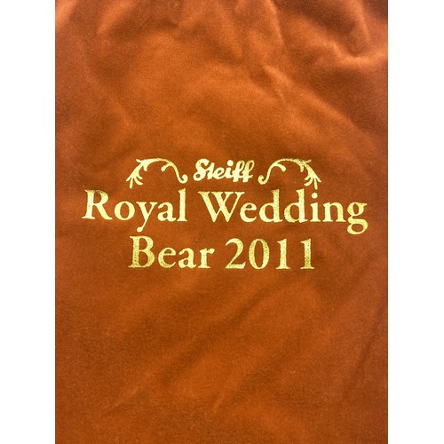 550 - STEIFF ROYAL WEDDING BEAR 2011 WITH DRAWER STRING BAG